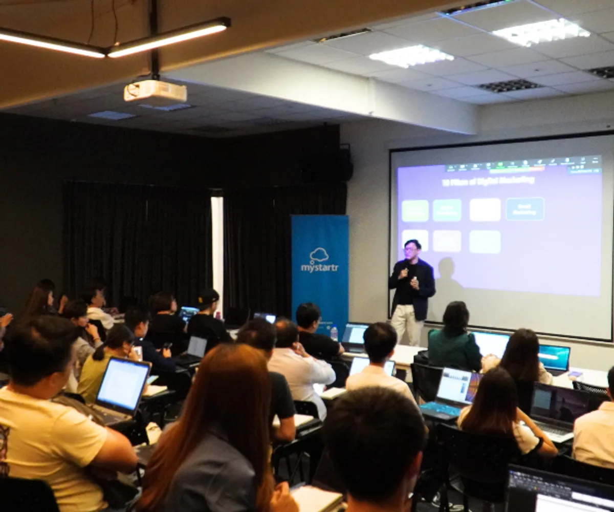 In-house AI marketing training session in a corporate ballroom