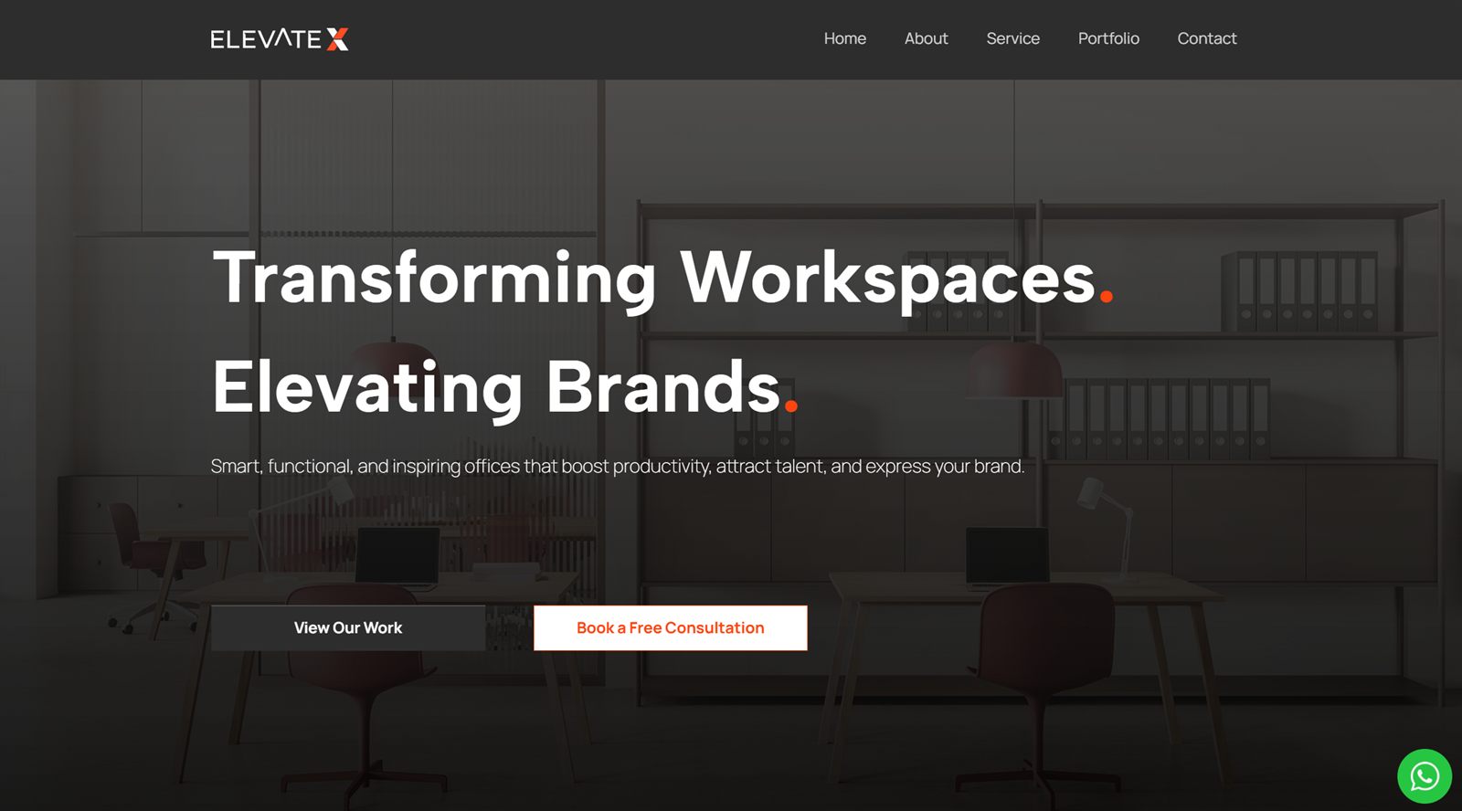 Elevate X workspaces website